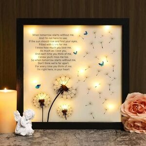 🙏 NWT 🙏 Fabuday LED Memorial Shadow Box - Dandelion & Butterfly Decor